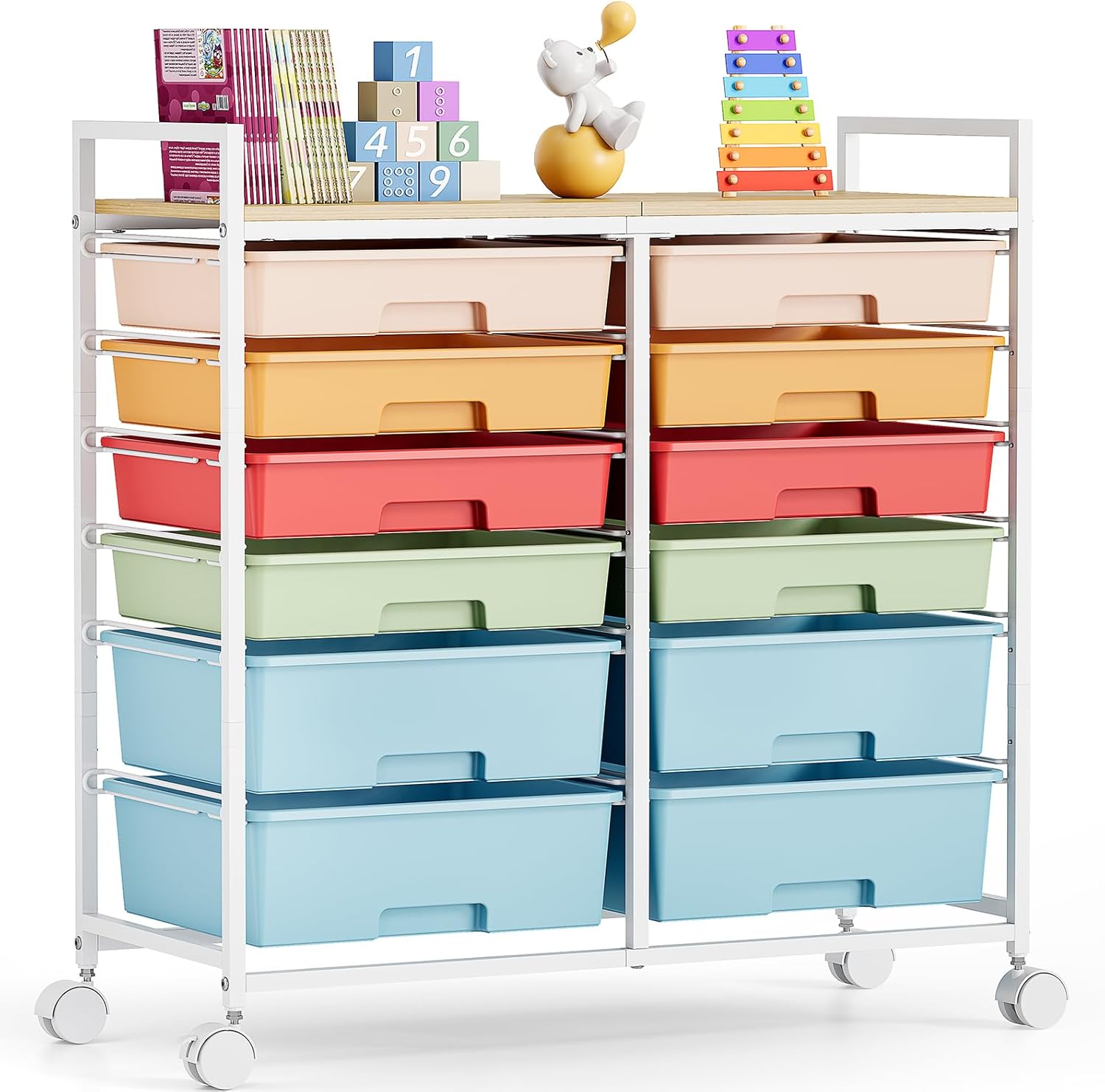 Office Supply Cart - Carrello Portaoggetti con 12 Cassetti, Carrello