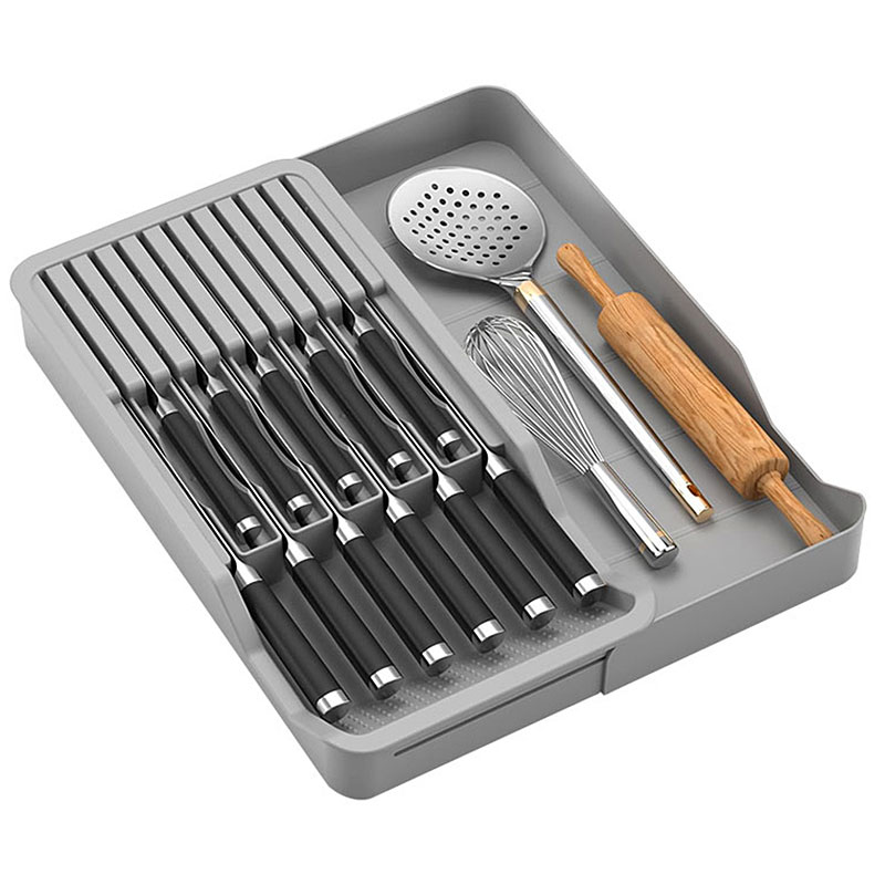 Drawer Organizer Tray - Portacoltelli con vassoio portaoggetti espandibile Organizer