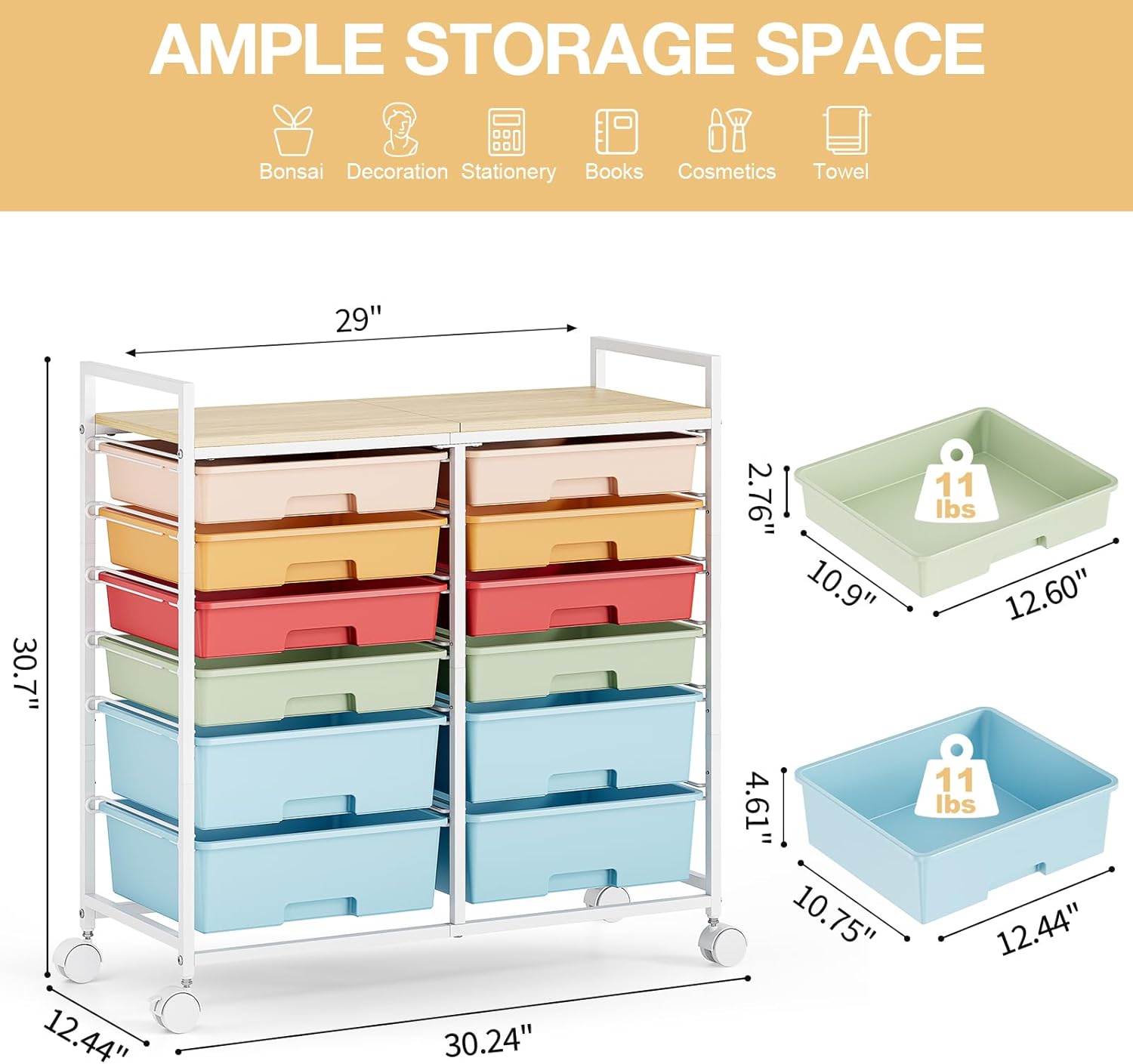 Carrello Portaoggetti con 12 C - Office Supply Cart recensione e prezzo